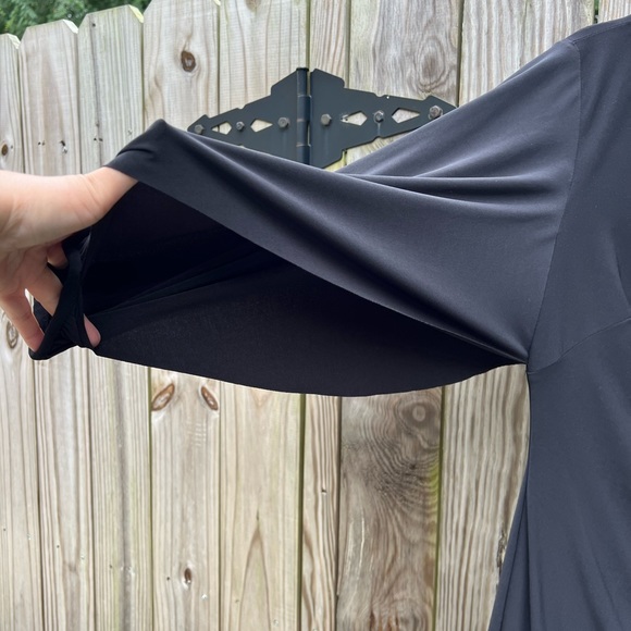 RALPH LAUREN Little Black Cocktail Dress Ruched waist Split Sleeve size 8 - Picture 5 of 13